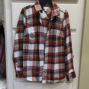 J. Crew Orange Plaid Flannel Button Down Shirt